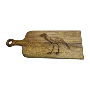 Planche à découper rectangulaire en bois de manguier naturel avec poignée et motif gravé pour la cuisine - Product Image 1