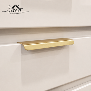 Brushed Brass Edge Pull Cabinet Handle Modern Minimalist Finger Grip Drawer Pull <b>Wardrobe</b> Kitchen Cupboard Door <b>Hardware</b> - Product Image 1