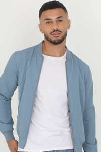 Chaqueta Bomber Personalizada para Hombre con Logotipo Frontal, Bordado Chenille Rosa y Azul, Impresión por Transferencia de Calor, Resistente al Viento, Transpirable, de Poliéster - Product Image 6