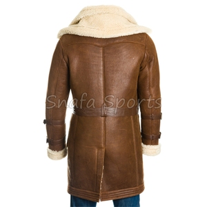 Men's 100% Real Lambskin Leather Coat Winter Shearling Long Coat <b>Smart</b> Casual Style Loose Fit for All Seasons Breathable Feature - Product Image 4