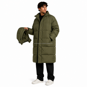 <b>Men</b> <b>Long</b> Puffer <b>Coat</b> Casual Winter Jacket Thick <b>Padding</b> High Collar Zip Front Outdoor Clothing Factory Direct Supply - Product Image 3