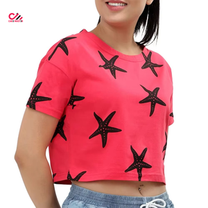 เสื้อยืดครอปพิมพ์ลายตามสั่งสำหรับผู้หญิง แขนสั้น คอกลม สไตล์ลำลอง ผ้าฝ้ายเจอร์ซีย์ 100% ระบายอากาศได้ดี เหมาะสำหรับใส่ในฤดูใบไม้ผลิและฤดูร้อน - Product Image 3