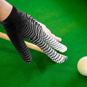 New Half Finger Billiards Glove Black Mesh <b>Back</b> Nylon Unisex Left Hand Stretch Breathable Pull on Sports All Seasons - Product Image 3