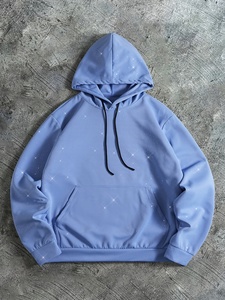 Sudadera con capucha premium extragrande con estampado de estrella de diamantes de imitación negros, de algodón grueso y forro polar, estilo casual urbano para hombre - Product Image 1