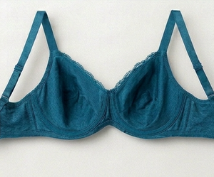 Soutien-gorge à armatures pour femme, vert sarcelle, bonnet complet, sans couture, avec bordure en dentelle, bretelles réglables, fermeture dos en Y, pour usage quotidien - Product Image 3
