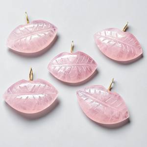 Rose Quartz Lips Shape Carved Crystal Rhinestone Pendant Charm Gold 925 <b>Silver</b> for DIY Jewelry Making <b>Necklace</b> Earrings - Product Image 1