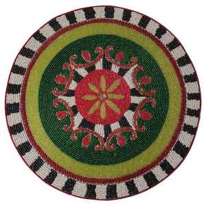 Festive Arrival <b>Christmas</b> Decor Needlework Beaded <b>Place</b> <b>Mat</b> Handmade Round Beaded <b>Place</b> <b>Mats</b> by Creative Art Zone - Product Image 5