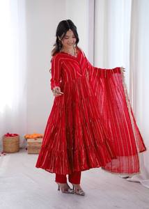 Robe longue vintage d'été unie, coupe ample et élégante, avec volants, détails faits main effet miroir, taille naturelle, DUPATTA MAL - Product Image 4