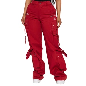 Pantalones cargo de pierna ancha de bambú de algodón informales de ajuste regular con parte delantera plana personalizada para mujer - Product Image 1