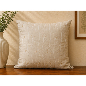 Housse de coussin en lin brodé de qualité supérieure |   Coussin décoratif 100% lin naturel avec bordure festonnée pour salon et maison - Product Image 2