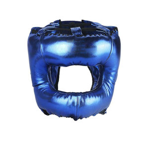 Protège-tête de boxe en cuir PU bleu avec fermeture à boucle pour adultes, unisexe, usage universel - Product Image 1