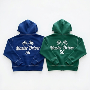 Custom Full Zip Hoodie Vintage Racing Graphic Heavyweight <b>Fleece</b> Hooded Sweatshirt Contrast Stitching Streetwear <b>Jacket</b> Unisex - Product Image 3