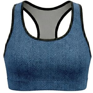 Women's Blue Geometric Print Racerback Sport Bra Medium Support <b>Mesh</b> Back Yoga Comfortable Summer Sporty Fitness <b>Top</b> Breathable - Product Image 1