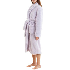 เสื้อคลุมขนแกะสำหรับผู้หญิง เนื้อนุ่ม อุ่นสบาย ชุดนอนคุณภาพสูง แบบเรียบ ความยาวปานกลาง เสื้อคลุมอาบน้ำ สวมใส่สบาย ชุดลำลอง สวยหรู - Product Image 2