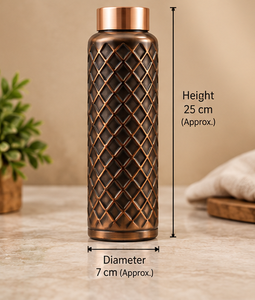 Premium Hammered Copper Water Bottle 1L Diamond Lattice Pattern with Screw Cap Gift Box - Product Image 5