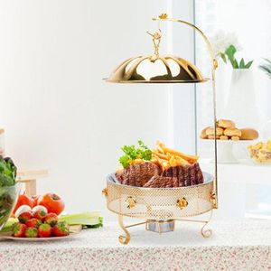 Recipiente para calentar comida dorado, recipiente para calentar comida de acero inoxidable, calentador de comida para buffet, calentador de comida para hotel, calentador de comida redondo para catering - Product Image 6