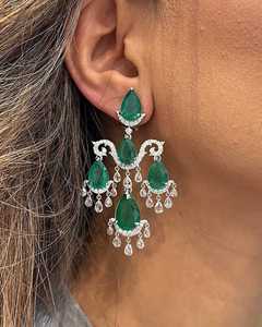 Green Pear Cut Moissanite <b>Chandelier</b> Drop Earrings 10K 14K 18K Gold 925 935 Sterling <b>Silver</b> Luxury Fine Jewelry - Product Image 2