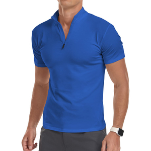 Quarter Zipper Up Muscle Fit Short Sleeve <b>T</b>-<b>Shirts</b> Custom OEM Design Quicky Dry <b>T</b>-<b>Shirt</b> Cotton Regular Fit <b>Shirt</b> For <b>Men</b> - Product Image 1