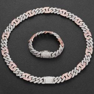 Mens 925 Silver Moissanite Iced Cuban Link Chain Pave Geometric <b>Statement</b> <b>Necklace</b> Luxury Jewellery For Men - Product Image 4