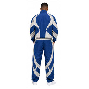 Conjunto Deportivo para Hombre en Azul y Gris, Chaqueta Cortavientos y Pantalones con Bloques de Color, Tejido de Punto de Secado Rápido, Ropa de Primavera - Product Image 3