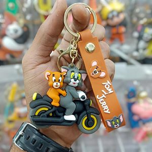 Porte-clés 3D en silicone Tom & Jerry, motif dessin animé mignon, avec breloque et crochet métallique, article promotionnel pour hommes et femmes - Product Image 1