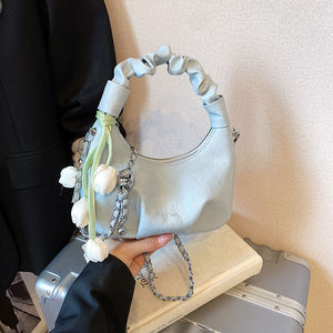 Sac croissant froncé en PU souple, sac à main hobo avec fermeture éclair, sac à bandoulière pour femme, idéal pour le quotidien et les voyages - Product Image 2