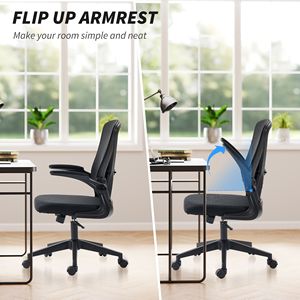 Ergonomic <b>Office</b> <b>Chair</b> <b>with</b> Lumbar Support Adjustable Height and Flip-Up <b>Arms</b> Black Massaging <b>Chair</b> - Product Image 5
