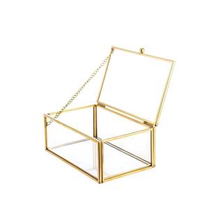 Caja de Vidrio Metálica Dorada Nórdica para Flores Preservadas, Porta Tarjetas de Boda y Organizador de Anillos, Caja Geométrica de Vidrio Transparente para Terrario, Decoración del Hogar - Product Image 4