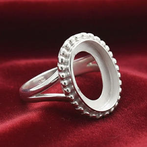 Bague en argent 925 à sertir, forme triangle 4x6 x 20x30mm, pour pierres précieuses, avec dos ouvert, fournitures de bijoux DIY, emballée en boîte - Product Image 1