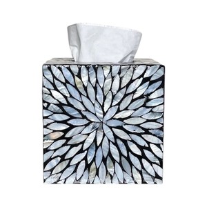 Handmade Wooden Tissue Box with Mother of Pearl Inlay for Home Decor - Product Image 2