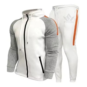 Men's Black White Hooded Tracksuit Set Full Zip <b>Hoodie</b> and Jogger Pants Color Block Casual Sportswear for Autumn - Product Image 6