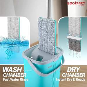 Mopa Plana 2 en 1 con Cámara de Lavado y Secado, 4 Recambios de Microfibra Súper Absorbentes, Mopa para Pisos y Paredes con Mango Largo, Compacta y Ligera, 5 Litros - Product Image 6