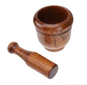 Skies Trader Classic Pedestal Wooden Mortar and Pestle Set Manual <b>Herb</b> Spice <b>Grinder</b> Garlic Crusher Bowl Kitchen Mill Tool - Product Image 2