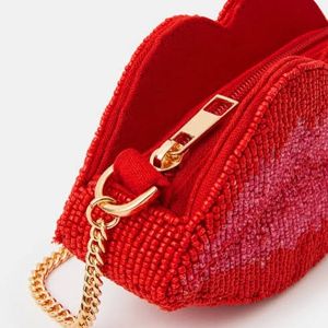 Bolso de Mano Hecho a Mano con Cuentas Rojas en Forma de Labios, Correa de Cadena, Bolso de Hombro para Mujer, Accesorio de Moda para Fiestas Nocturnas, Bolso Tipo Clutch - Product Image 2
