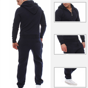Conjunto Deportivo Gris para Hombre, Sudadera con Capucha y Cremallera de Manga Larga, Bolsillos Laterales, Ropa Casual Transpirable, Diseño de 2 Piezas en Color Sólido - Product Image 5