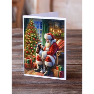 Whimsical Welsh Springer Spaniel Santa Claus Tarjetas de felicitación Pack 8 Tarjetas de nota en blanco con sobres A7 Tamaño 5x7 - Product Image 2