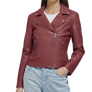 Chaqueta de invierno de lujo para mujer, de punto teñido liso, con cuello alto y cierre de cremallera, diseño personalizado, nuevo estilo, cuero genuino de alta calidad - Product Image 1