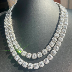Women's 18K Gold Plated Cushion Cut Diamond Statement Necklace Geometric Fashion Party Jewelry Zinc Alloy Box Chain - Product Image 3