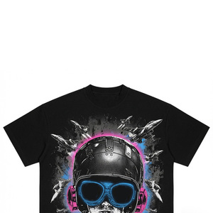 T-shirt en coton imprimé tendance, style vintage, manches courtes, effet délavé, imprimé graphique, unisexe, confortable à porter - Product Image 4
