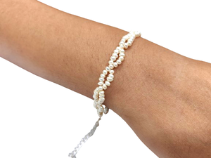 Natural Pearl Knotted 3mm <b>Beads</b> Double Layered <b>Necklace</b> & Bracelet - Product Image 2