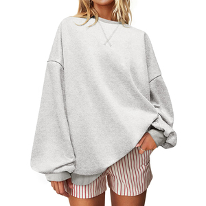 Sweat-shirt à capuche oversize pour femme, col montant, en coton uni, pull brodé, coupe courte - Product Image 1