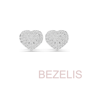 Boucles d'oreilles clous BEZELIS en diamant pavé pour femme, bijoux en diamant de laboratoire taille brillant rond, vente en gros de joaillerie fine - Product Image 4