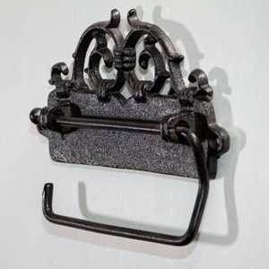 Antique Black Cast Iron Toilet Paper Holder Wall Mounted Vintage Filigree Design Bathroom Tissue <b>Roll</b> <b>Rack</b> Metal Hardware - Product Image 1
