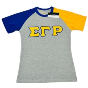 Chemise à manches longues grises Sigma Gamma Rho SGRho, T-shirt premium à lettres grecques bleu et or, pour femmes et unisexe - Product Image 1
