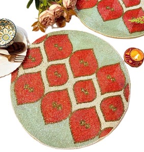 High Quality Floral Glass Seed Beaded <b>Table</b> <b>Mat</b> For Event Home Festive Dining Coffee Placemat Stylish Dining Ethnic Ornament - Product Image 5