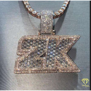 Personalizado Hip Hop Dos Tonos Totalmente Helado VVS Lab Grown Diamond 925 Colgante de plata esterlina Nuevos diseños Colgantes finos Encantos - Product Image 4