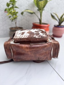 Wholesale Custom Cowhide Leather <b>Backpack</b> Real Leather Stylish <b>Backpack</b> <b>School</b> Bags Unisex Unique Multiple Pockets Designer Bag - Product Image 4