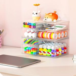 Organizzatori da Scrivania con 22 Cassetti e Accessori, Set da 4 Contenitori in Plastica per Trucchi e Oggetti Vari per Ufficio - Product Image 4