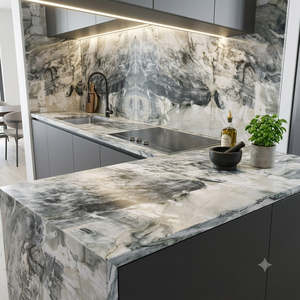 Piedra de Cuarzo Aqua Fusion Ecológica y Duradera, Gran Formato, Acabado Mate, Grosor de 15-30 mm, para Decoración de Encimeras y Mesas, Estilo Indio - Product Image 1