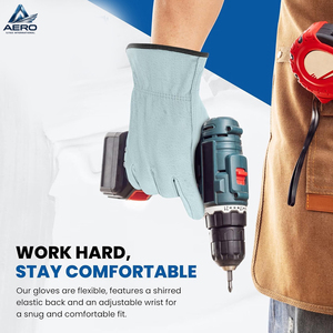 Guantes de Protección de Alta Destreza para Uso en Almacenes, Cuero Suave al Tacto con Diseño de Muñeca Elástica, Guantes Cómodos para Conductor - Product Image 5